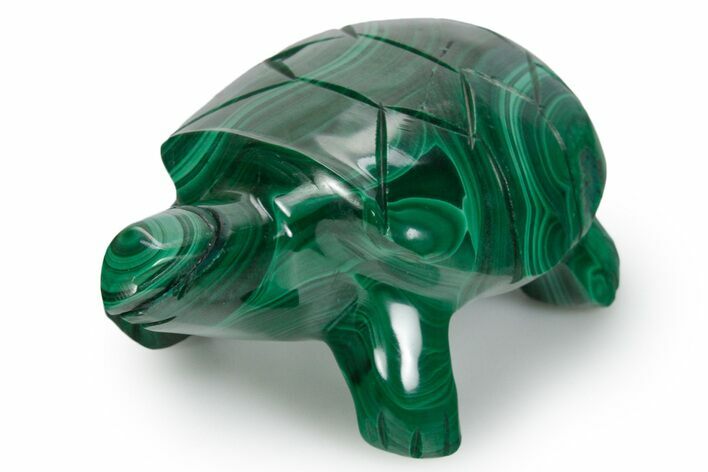 Flowery Malachite Turtle Carving - DR Congo #349344